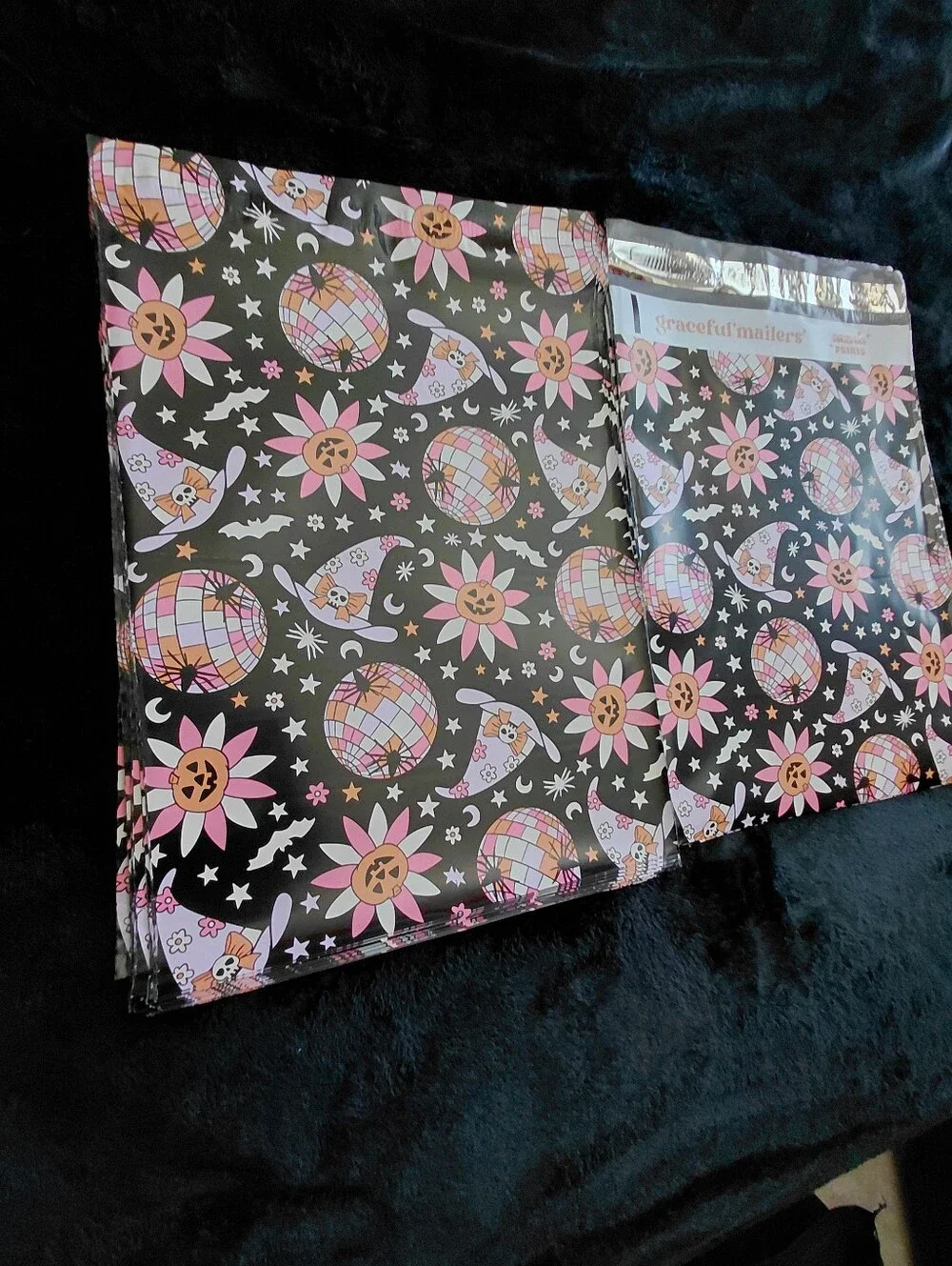 20ct. 10x13 Halloween Polymailers Random Thank You Card and Stickers